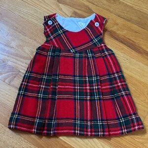 Vintage Red Plaid Sleeveless jumper Dress size 12 months